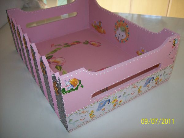 Cestinha porta treco rosa gatinha Marie