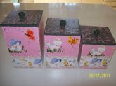 Kit 3 potinhos rosa gatinha Marie